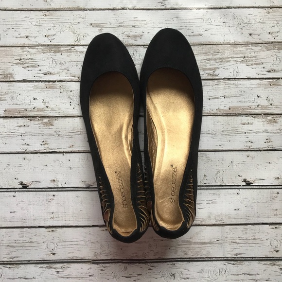 Black Wedge Heeled Shoes -Size 10 - Picture 2 of 8